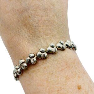 Vintage Sterling Silver DES Made italy 3 Swirl Link Bracelet 7.25in 9.6 Grams